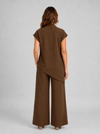 Women's Asymmetric Two-Piece Set | Mock Neck-Faylori