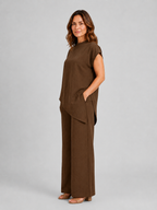 Women's Asymmetric Two-Piece Set | Mock Neck-Faylori