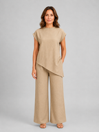 Women's Asymmetric Two-Piece Set | Mock Neck-Faylori