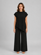Women's Asymmetric Two-Piece Set | Mock Neck-Faylori