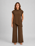 Women's Asymmetric Two-Piece Set | Mock Neck-Faylori