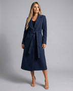 Women's Belted Longline Coat | Notch Lapel-Faylori