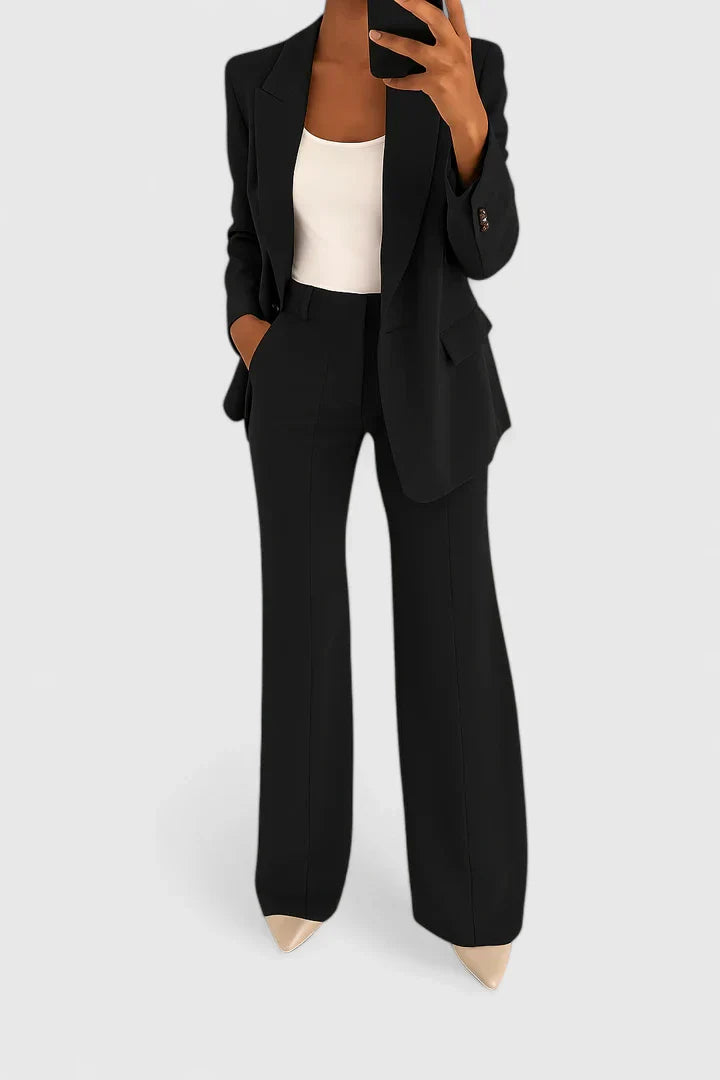 Women's Blazer Pants Suit Set Black 2-Piece – Office, Business, Formal, Work, Gift