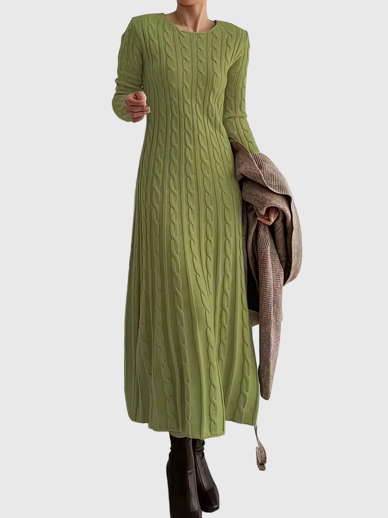 Women's Cable-Knit Maxi Sweater Dress | Crewneck-Faylori