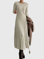 Women's Cable-Knit Maxi Sweater Dress | Crewneck-Faylori