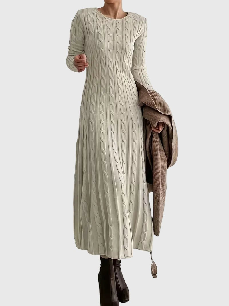 Women's Cable-Knit Maxi Sweater Dress | Crewneck-Faylori