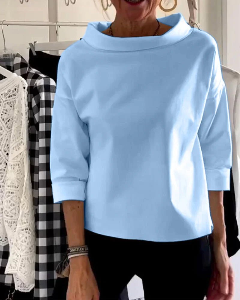 Women's Cowl Neck Top | Three-Quarter Sleeve-Faylori