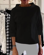 Women's Cowl Neck Top | Three-Quarter Sleeve-Faylori