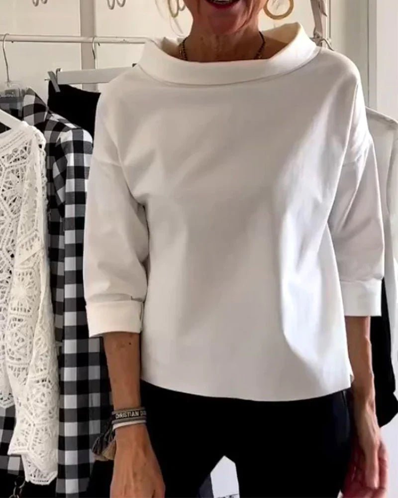 Women's Cowl Neck Top | Three-Quarter Sleeve-Faylori