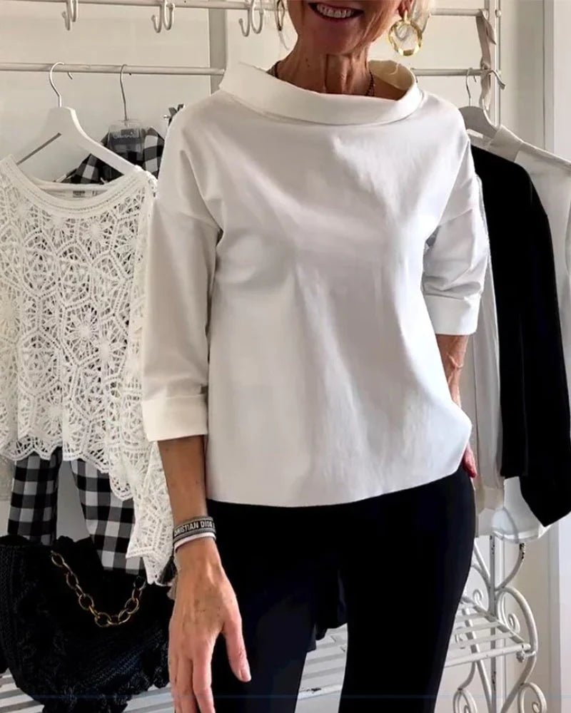 Women's Cowl Neck Top | Three-Quarter Sleeve-Faylori