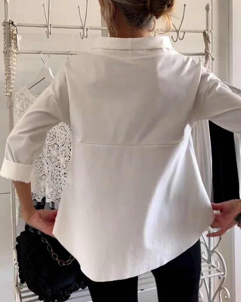 Women's Cowl Neck Top | Three-Quarter Sleeve-Faylori