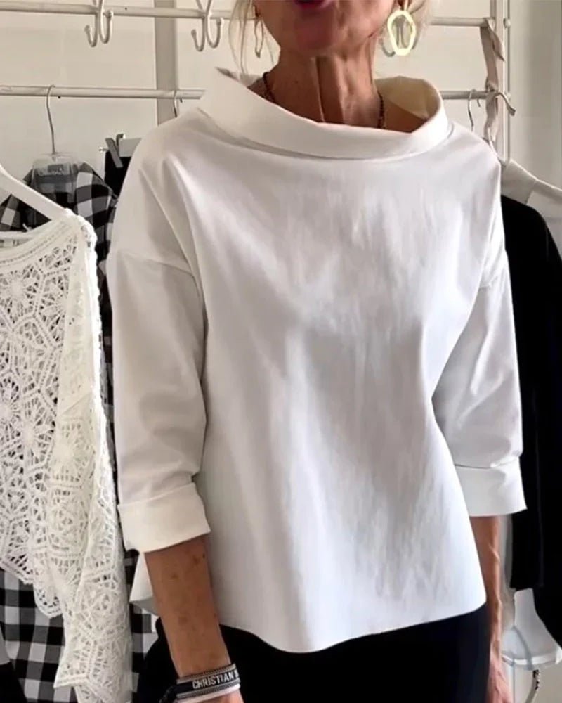 Women's Cowl Neck Top | Three-Quarter Sleeve-Faylori