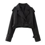 Women's Cropped Trench Coat | Belted Waist-Faylori
