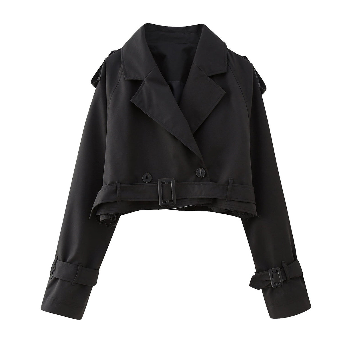 Women's Cropped Trench Coat | Belted Waist-Faylori