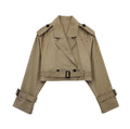 Women's Cropped Trench Coat | Belted Waist-Faylori