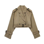 Women's Cropped Trench Coat | Belted Waist-Faylori