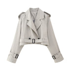 Women's Cropped Trench Coat | Belted Waist-Faylori