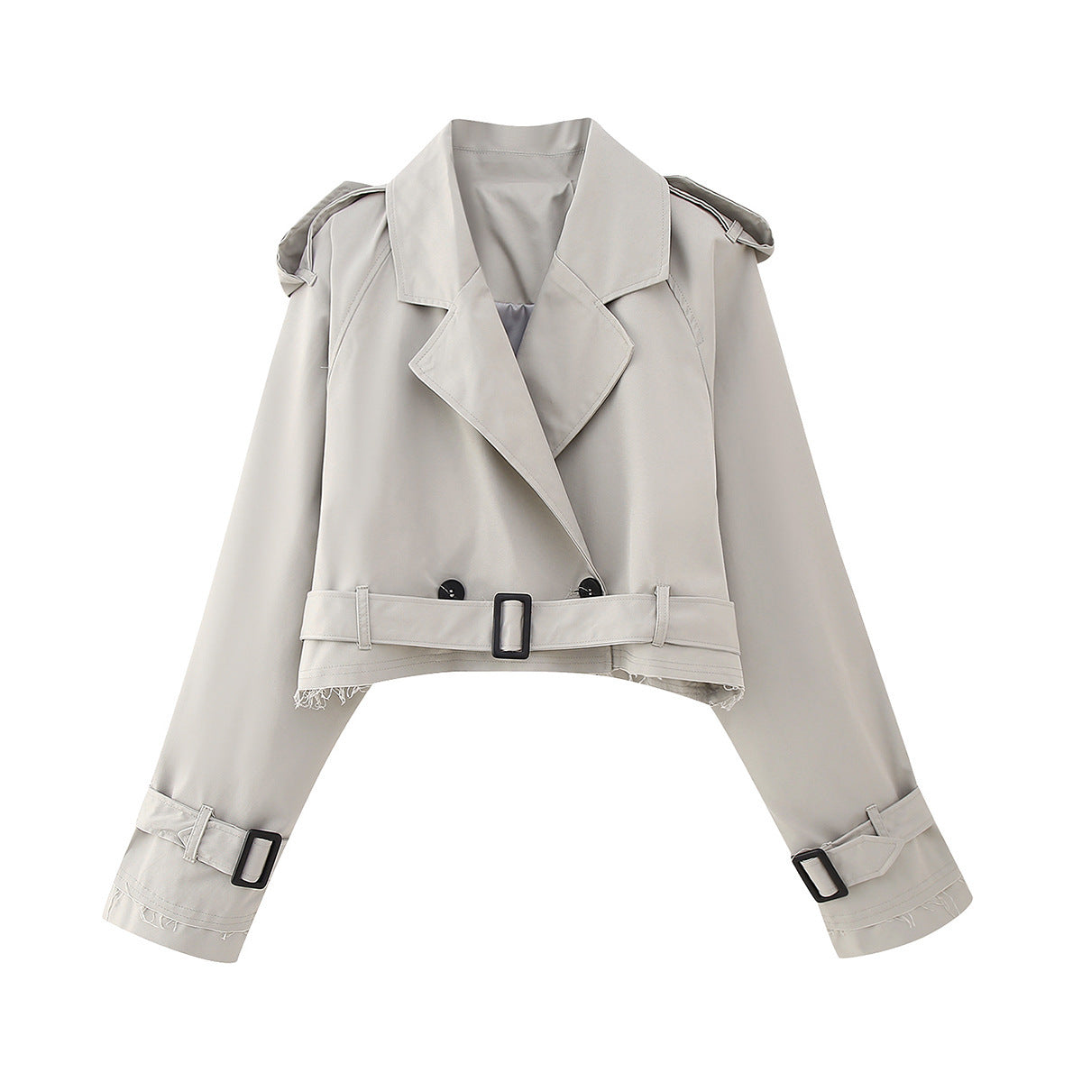 Women's Cropped Trench Coat | Belted Waist-Faylori