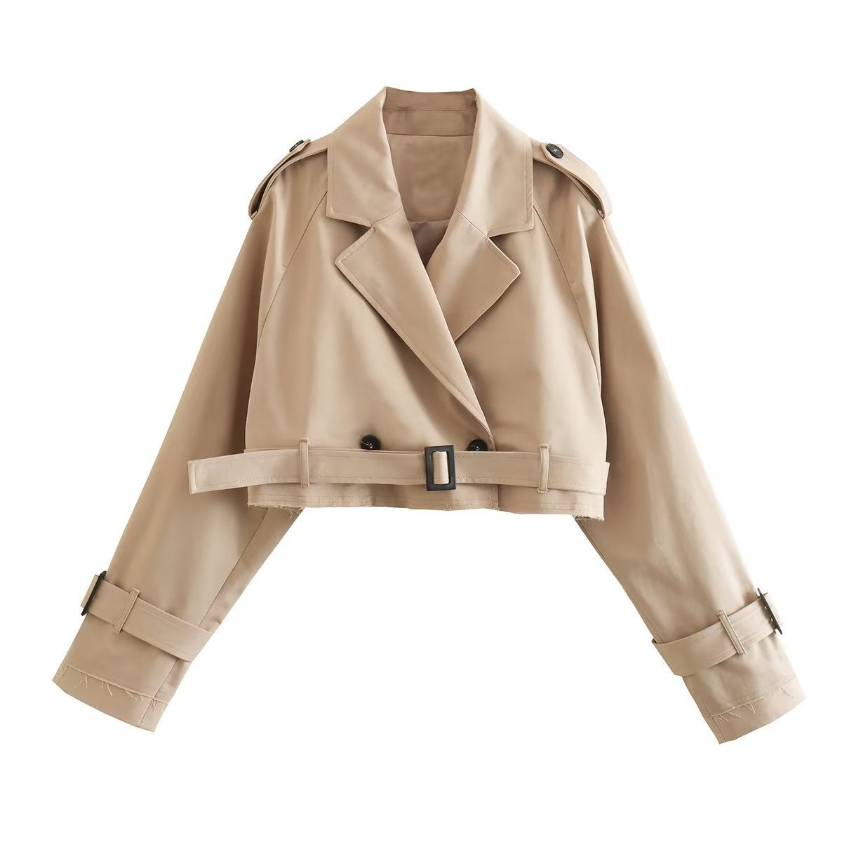 Women's Cropped Trench Coat | Belted Waist-Faylori