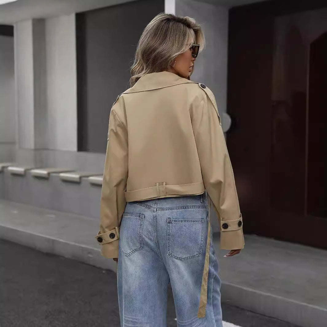 Women's Cropped Trench Coat | Double-Breasted-Faylori