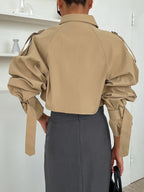 Women's Cropped Trench Jacket | Buckle Cuffs-Faylori