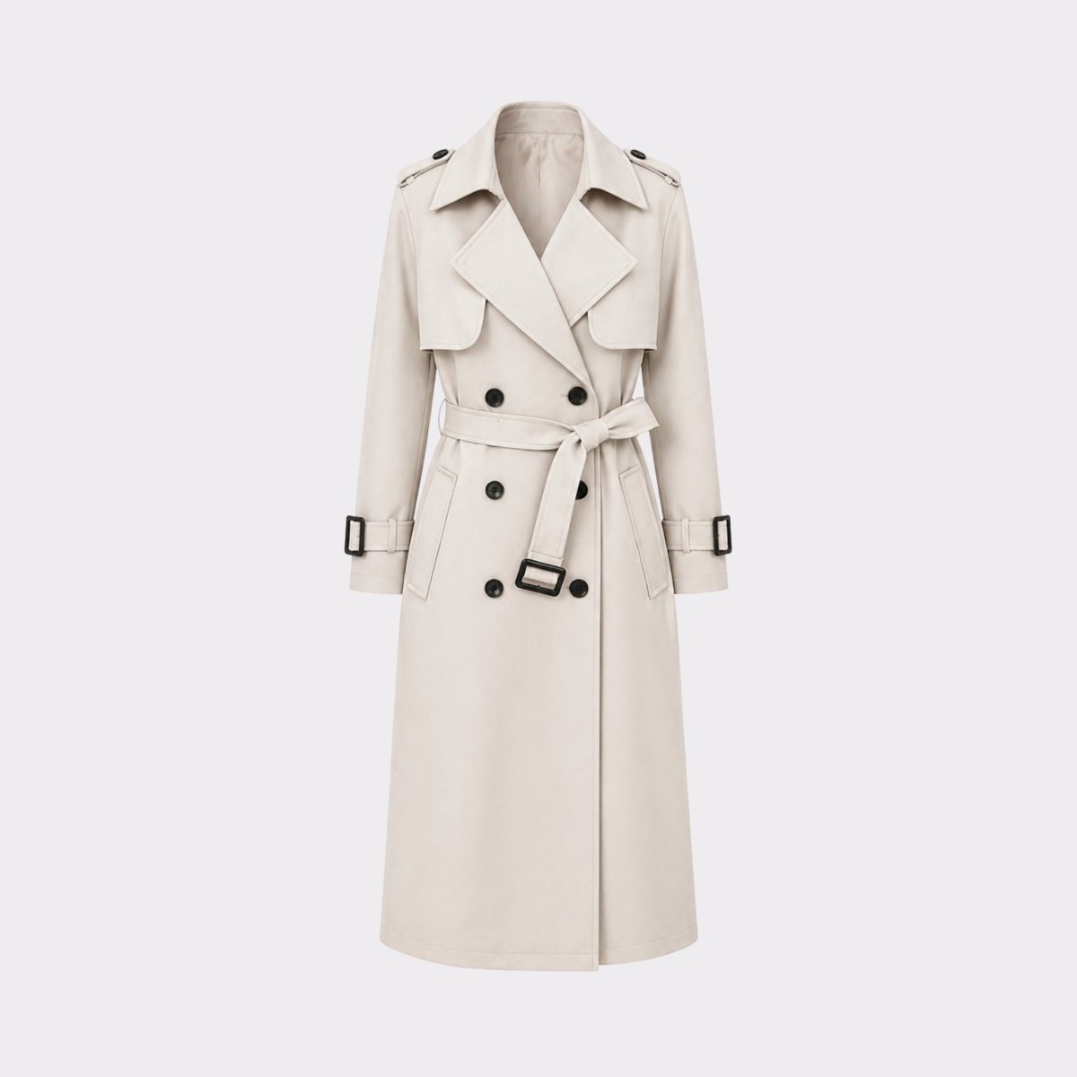 Women's Double-Breasted Trench Coat Belted Long Oversized Fit – Casual, Office, Holiday, Gift