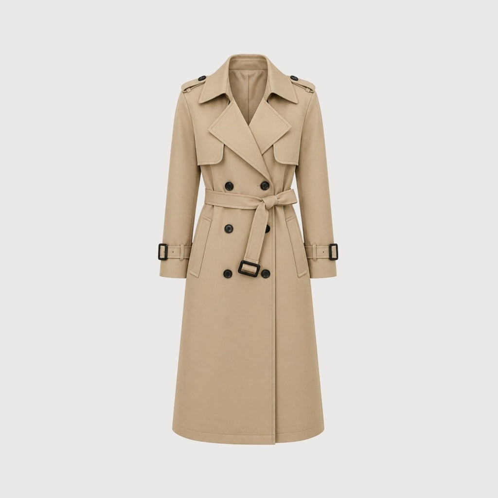 Women's Double-Breasted Trench Coat Belted Long Oversized Fit – Casual, Office, Holiday, Gift