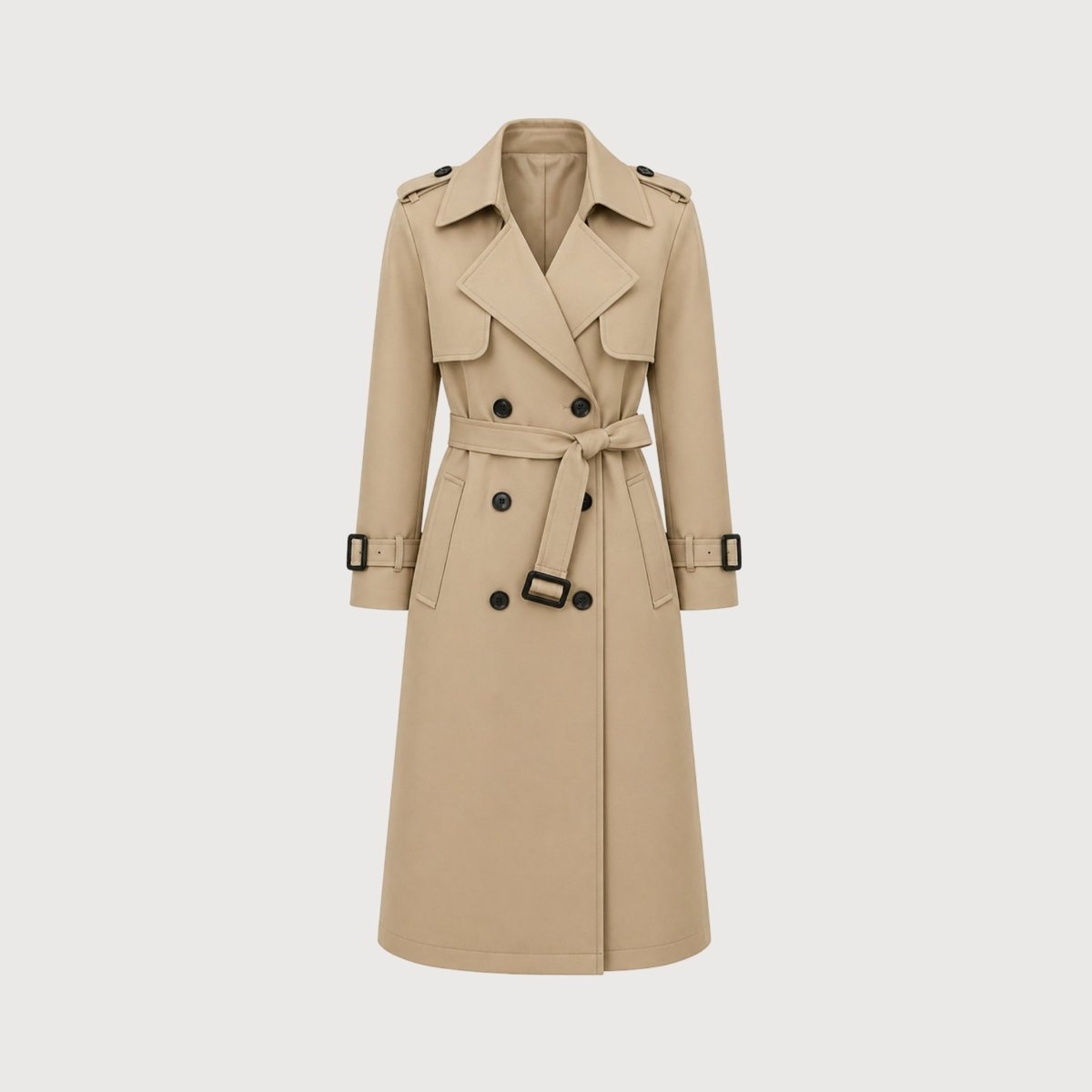 Women's Double-Breasted Trench Coat Belted Long Oversized Fit – Casual, Office, Holiday, Gift