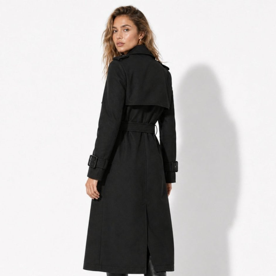 Women's Double-Breasted Trench Coat Belted Long Oversized Fit – Casual, Office, Holiday, Gift