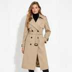 Women's Double-Breasted Trench Coat Belted Long Oversized Fit – Casual, Office, Holiday, Gift