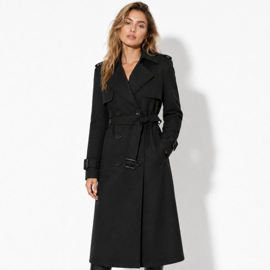 Women's Double-Breasted Trench Coat Belted Long Oversized Fit – Casual, Office, Holiday, Gift