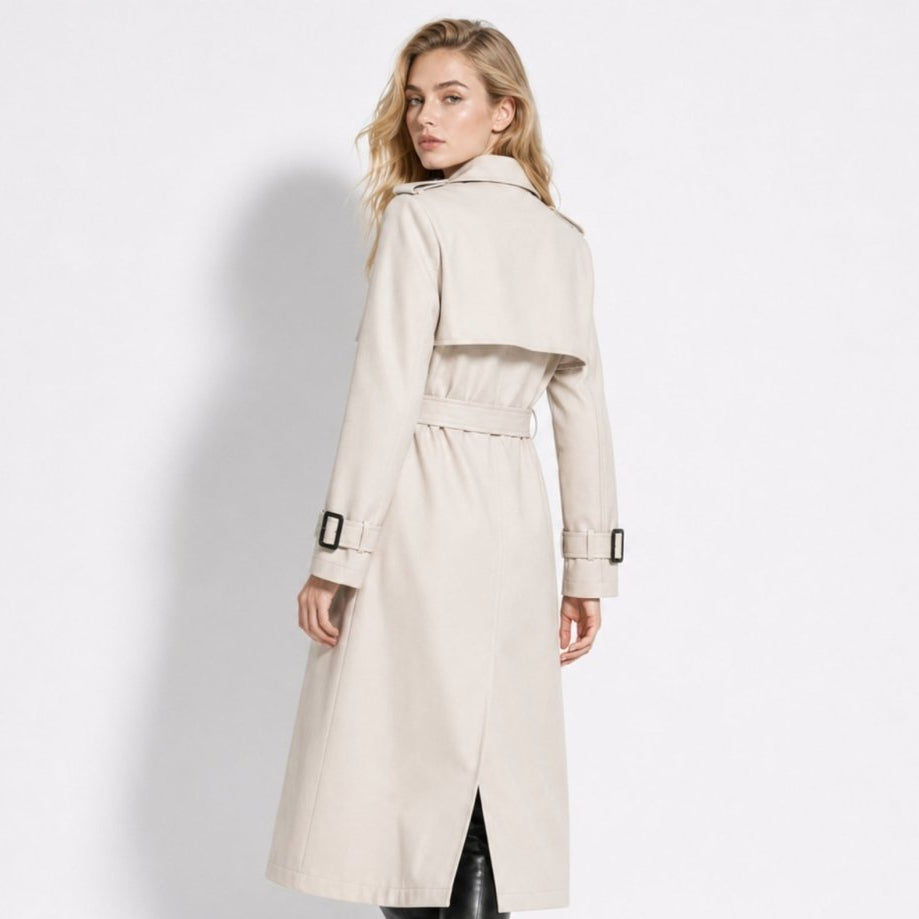 Women's Double-Breasted Trench Coat Belted Long Oversized Fit – Casual, Office, Holiday, Gift