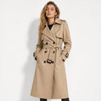Women's Double-Breasted Trench Coat Belted Long Oversized Fit – Casual, Office, Holiday, Gift