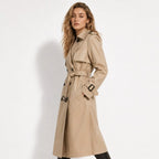 Women's Double-Breasted Trench Coat Belted Long Oversized Fit – Casual, Office, Holiday, Gift
