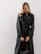 Women's Double-Breasted Trench Coat | Belted Waist-Faylori