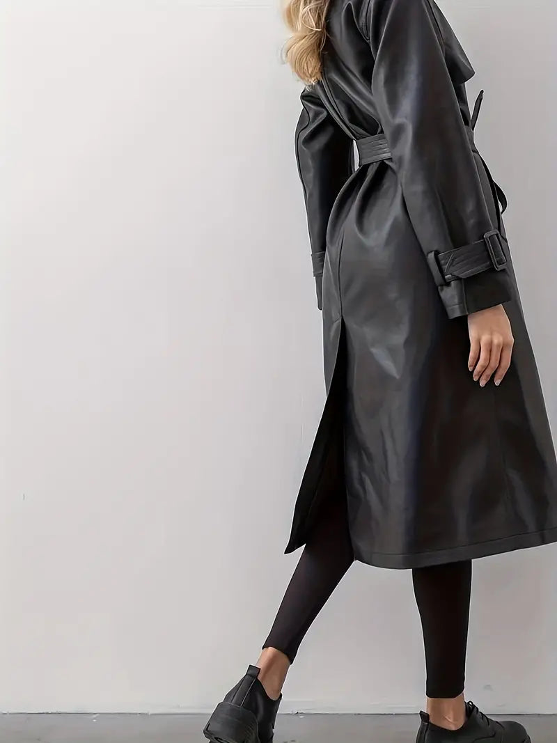 Women's Double-Breasted Trench Coat | Belted Waist-Faylori