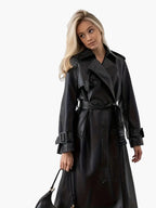Women's Double-Breasted Trench Coat | Belted Waist-Faylori