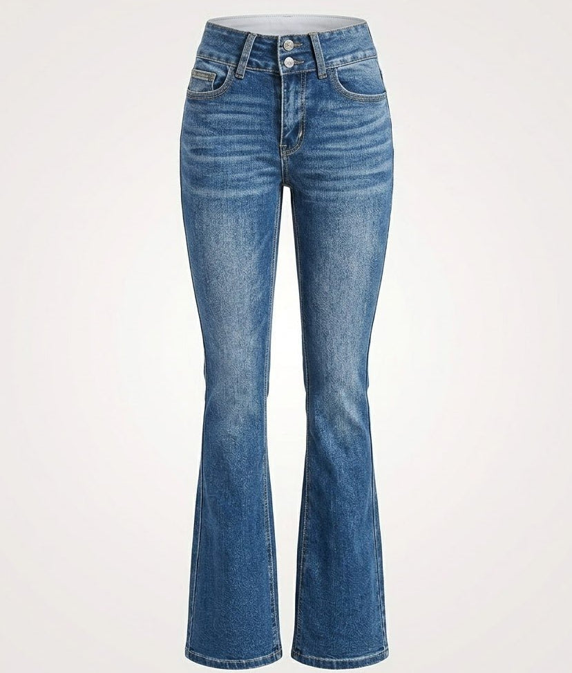 Women's Flare Jeans | Double-Button Waist-Faylori