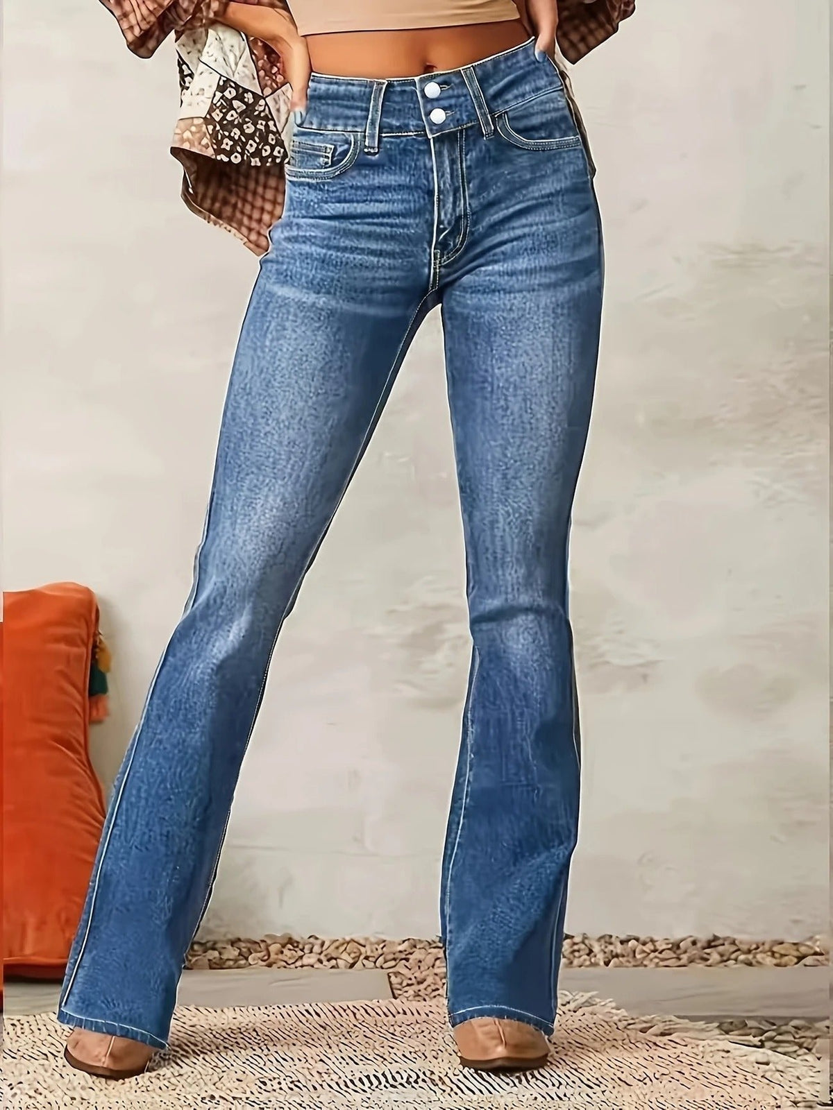 Women's Flare Jeans | Double-Button Waist-Faylori