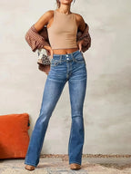 Women's Flare Jeans | Double-Button Waist-Faylori