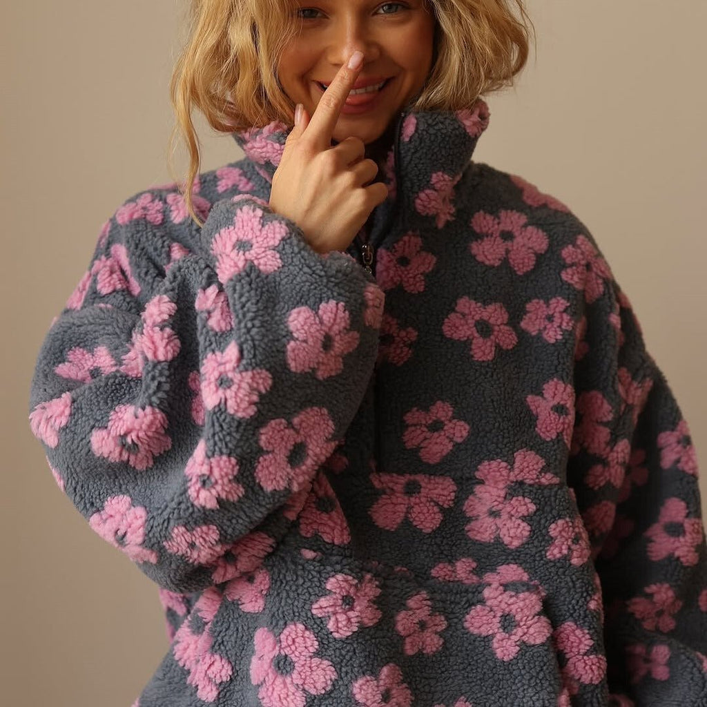 Women's Half-Zip Pullover | Floral Print-Faylori