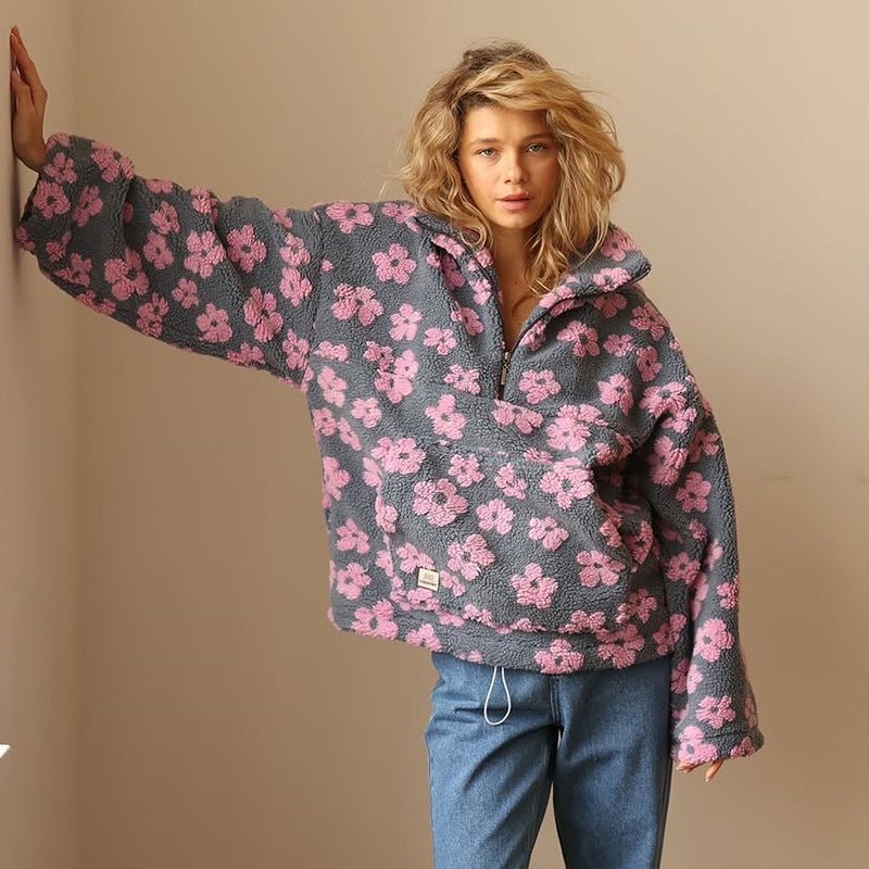 Women's Half-Zip Pullover | Floral Print-Faylori