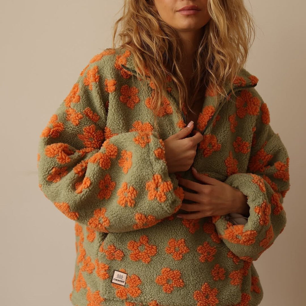 Women's Half-Zip Pullover | Floral Print-Faylori