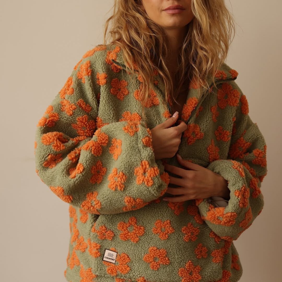 Women's Half-Zip Pullover | Floral Print-Faylori