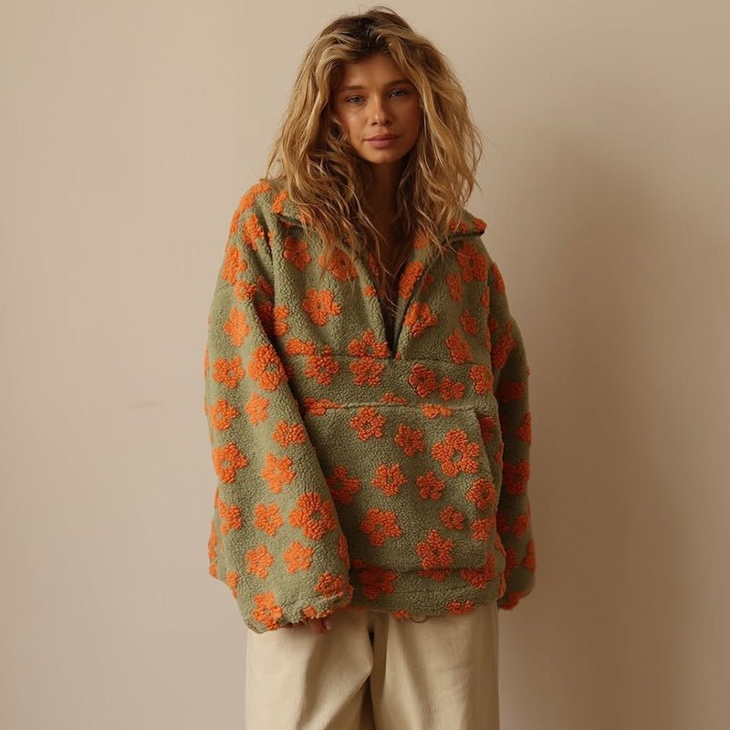 Women's Half-Zip Pullover | Floral Print-Faylori