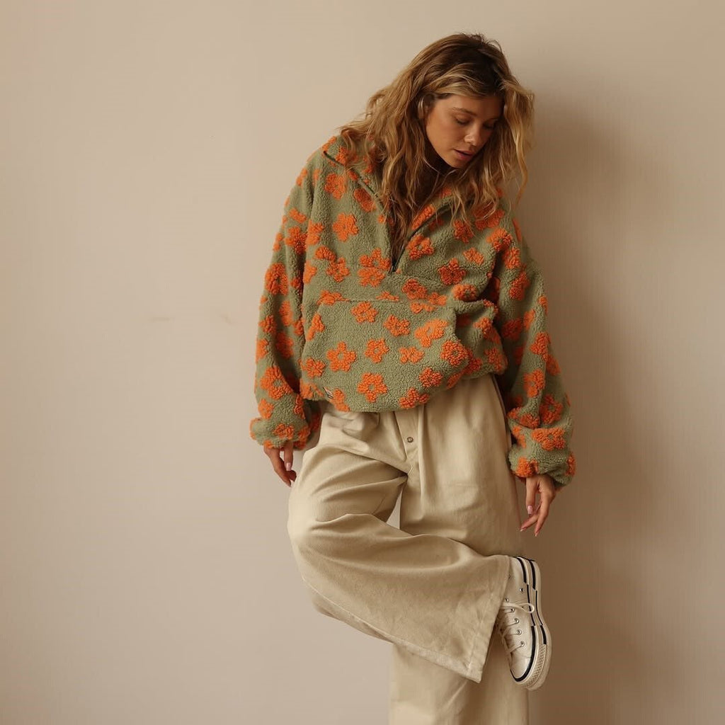 Women's Half-Zip Pullover | Floral Print-Faylori