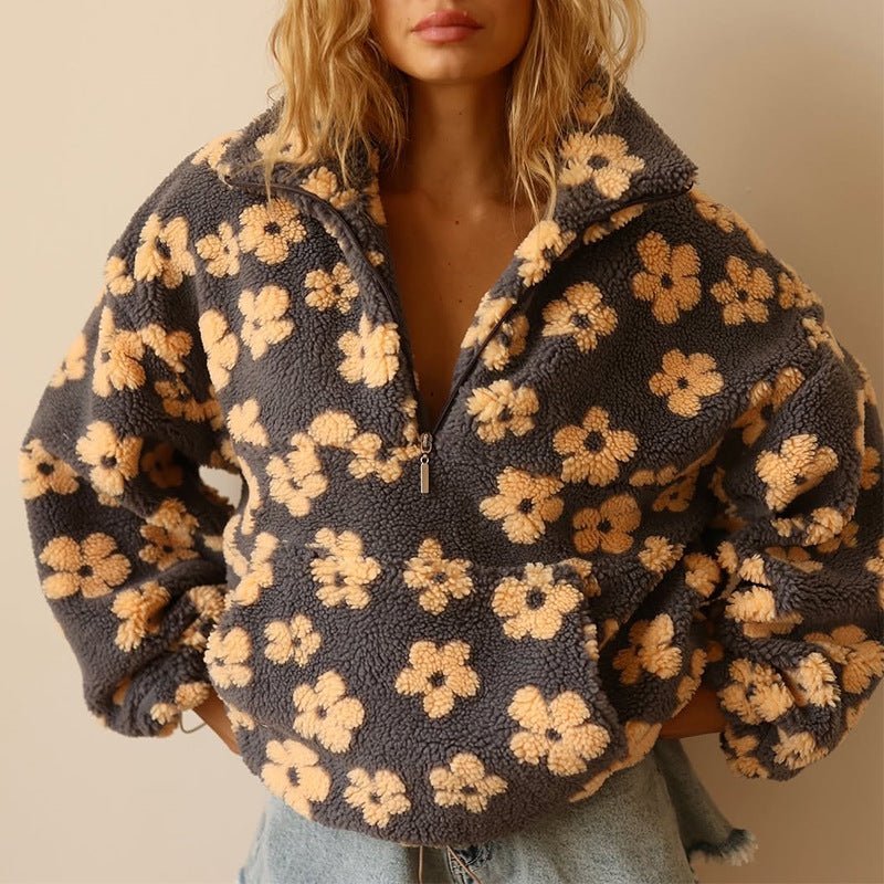 Women's Half-Zip Pullover | Floral Print-Faylori