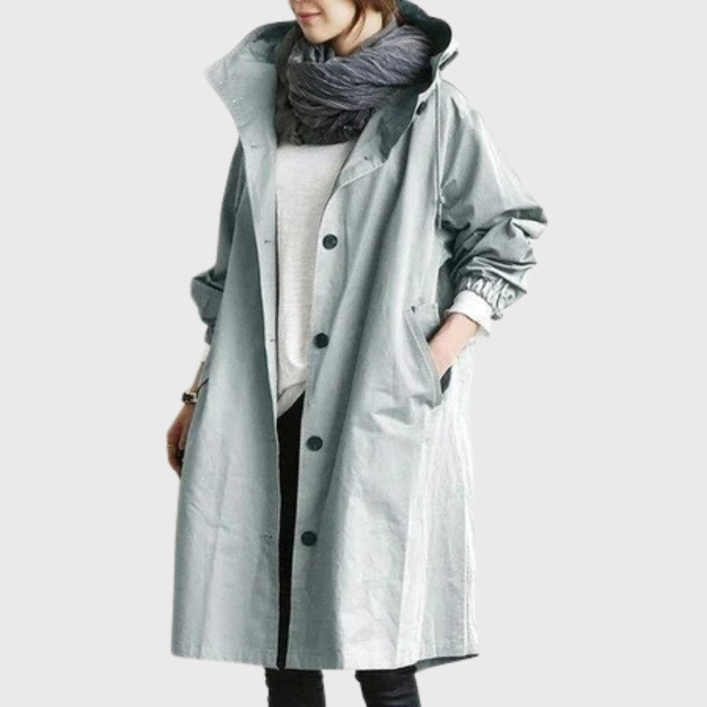 Women's Hooded Trench Coat | Button Front-Faylori
