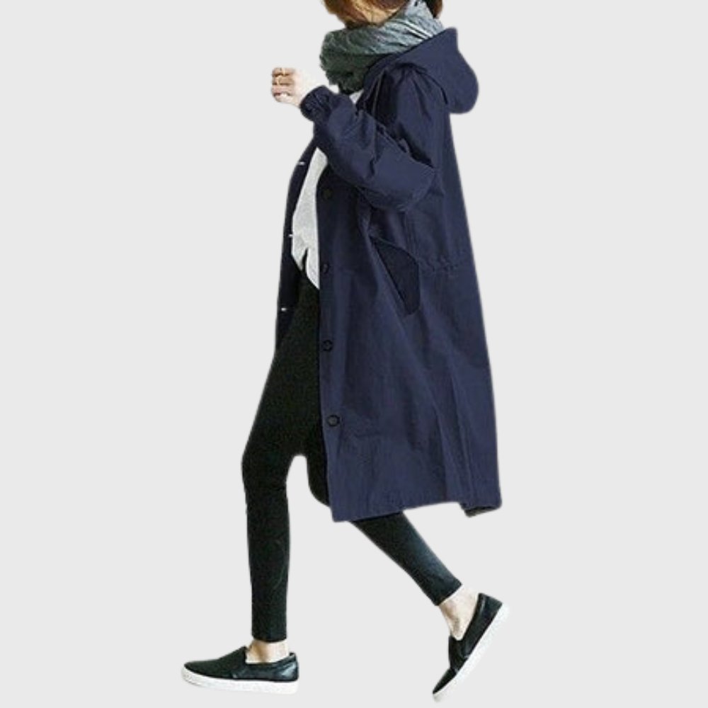 Women's Hooded Trench Coat | Button Front-Faylori