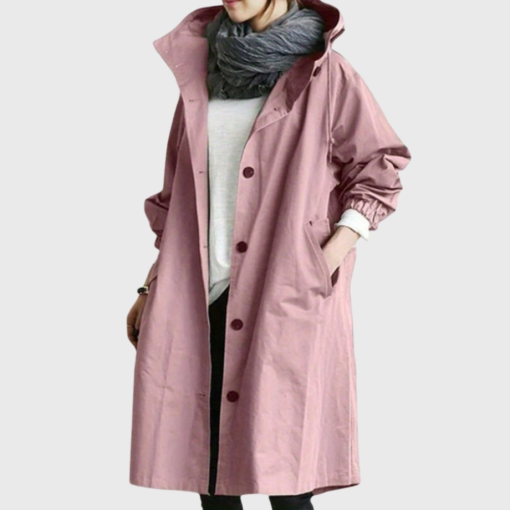 Women's Hooded Trench Coat | Button Front-Faylori